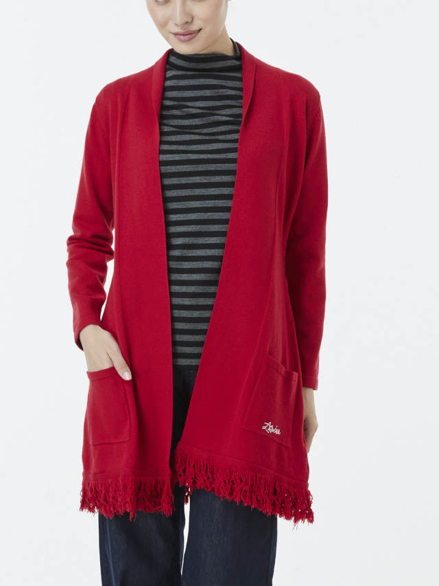 フリンジ付きロングカーディガン