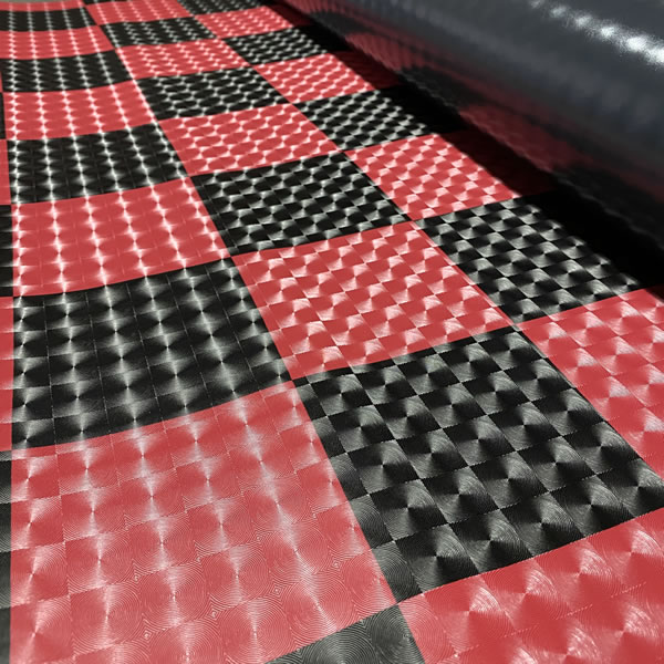 レンズ 市松模様 格子 チェック 赤 黒 ビニールマット