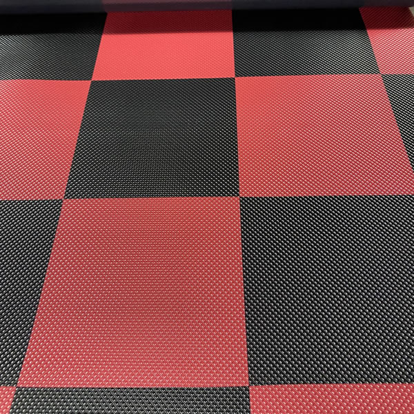 小ピラ 市松模様 格子 チェック 赤 黒 ビニールマット