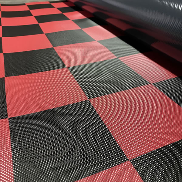 小ピラ 市松模様 格子 チェック 赤 黒 ビニールマット