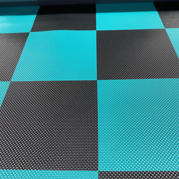 小ピラ 市松模様 格子 チェック 緑 黒 ビニールマット