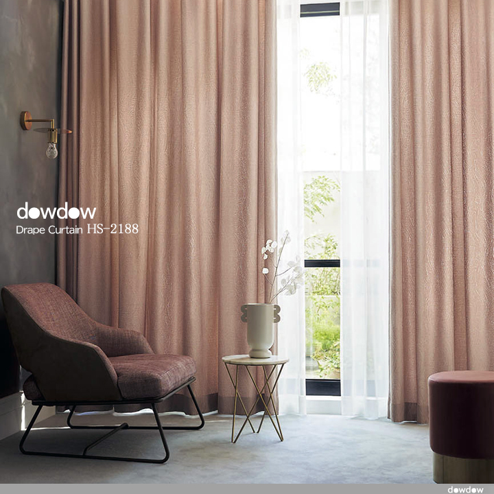 【イタリアンモダン】立ち上る気流のデザインのドレープカーテン【HS-2188】ピンクベージュ