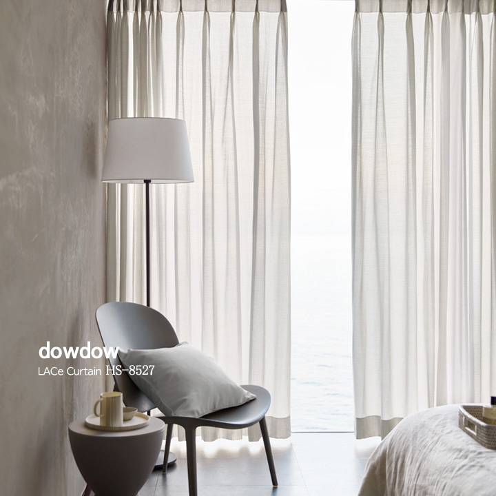 【イタリアンモダン】リネンライクの遮熱レースカーテン【HS-8527】アイボリーグレー