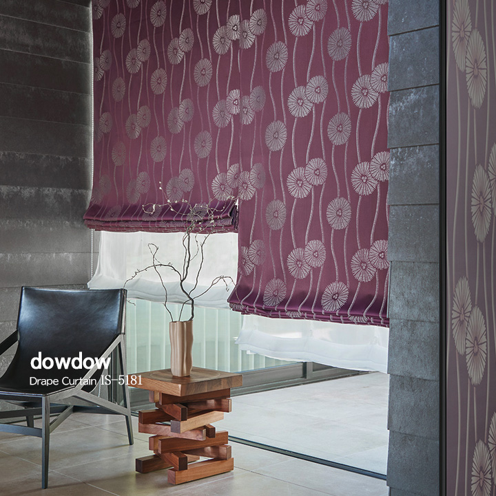 【和モダン】変わり立涌と菊松葉の遮光カーテン【IS-5181】紫紺色