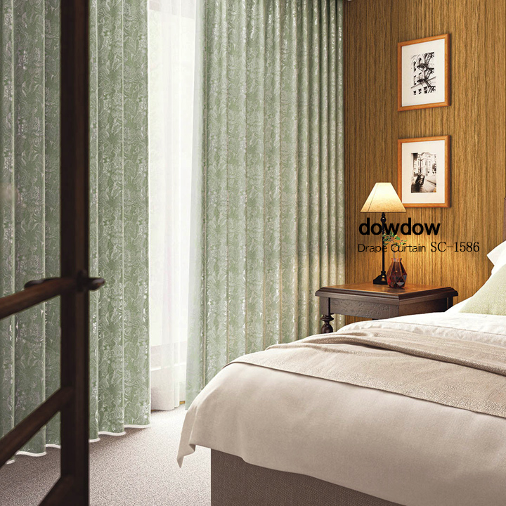 【北欧ヴィンテージ】穏やかな森をデザインした遮光カーテン【SC-1586】グリーン