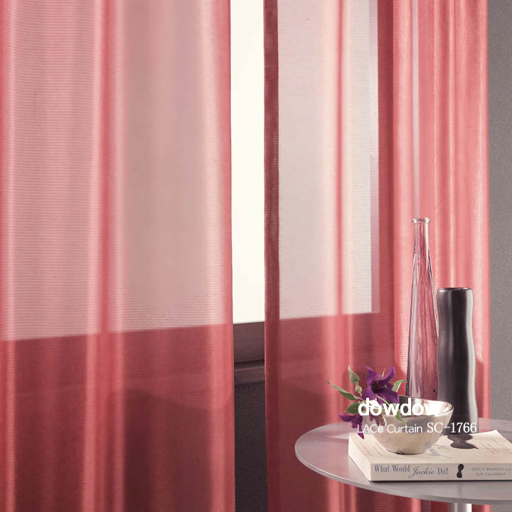 【シンプルモダン】メタリックなミラーレースカーテン【SC-1766】レッド