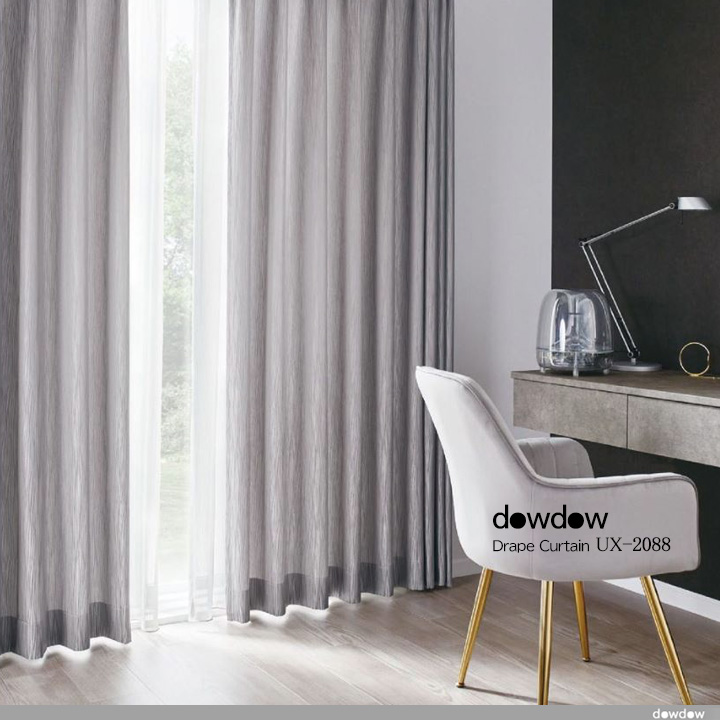 【イタリアン モダン】細い線状の波柄のドレープカーテン＆シェード【UX-2088】グレー