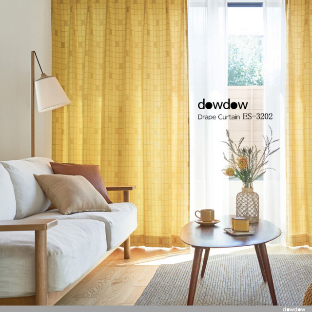 北欧モダン】ポイント・ブロックチェック柄のドレープカーテン