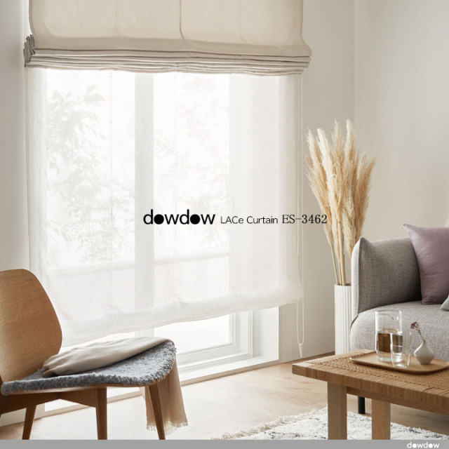 【ナチュラルモダン】麻（リネン）混の無地のレースカーテン＆シェード【ES-3462】ナチュラルホワイト