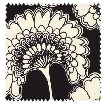 【イタリアンモダン】レトロな花柄プリントのドレープカーテン【HS-1037】ブラック＆ホワイト