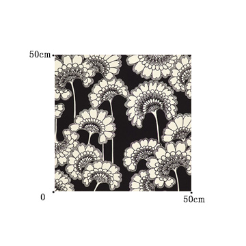 【イタリアンモダン】レトロな花柄プリントのドレープカーテン【HS-1037】ブラック＆ホワイト