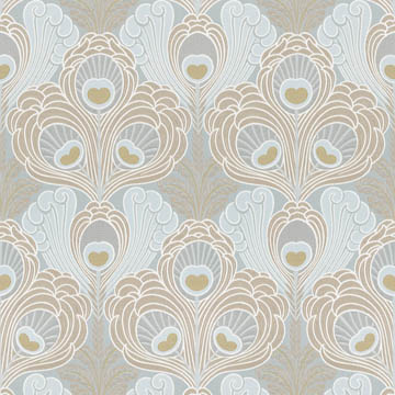 【ゴシック モダン】王宮調クラシック柄のドレープカーテン＆シェード【HS-1068】ベージュ＆ブルー