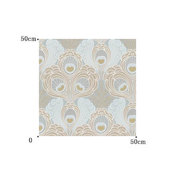 【ゴシック モダン】王宮調クラシック柄のドレープカーテン＆シェード【HS-1068】ベージュ＆ブルー