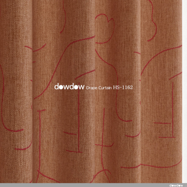 カーテン 北欧モダン】モダンアートの遮光カーテン＆シェード【HS-1162】オレンジ