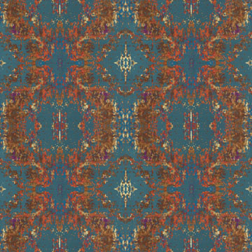 【ゴシック モダン】豪華なジャガード織のクラシック柄のドレープカーテン【HS-3157】オレンジ＆ブルーグリーン