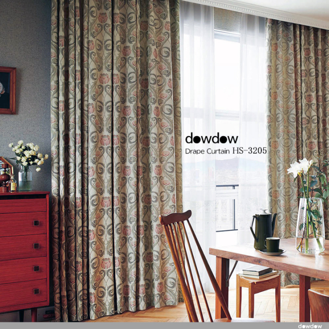 クラシック カントリー】クラシカルな蔦花模様のドレープ