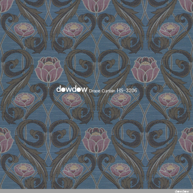 クラシック カントリー】クラシカルな蔦花模様のドレープカーテン【HS