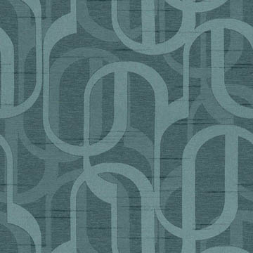 【ミッドセンチュリー】幾何学柄の遮光カーテン＆シェード【HS-3397】ブルーグリーン