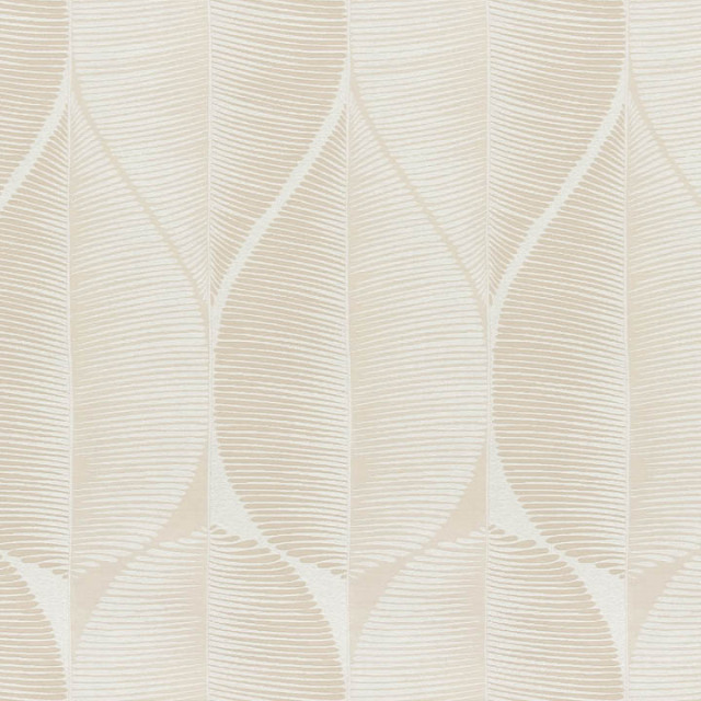 【ミッドセンチュリー】リーフの幾何学模様の遮光カーテン【HS-8131】ベージュ