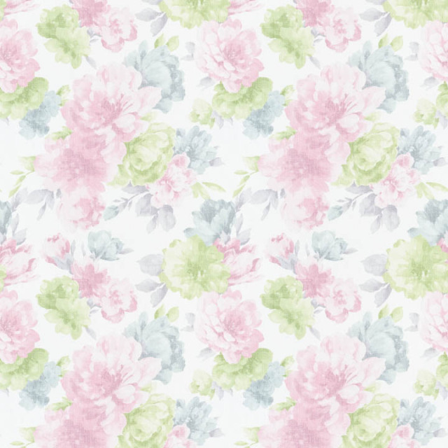 【フレンチカントリー】花柄リネンプリントのドレープカーテン【HS-8225】ピンク＆グリーン