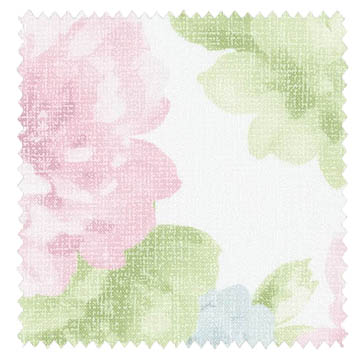 【フレンチカントリー】花柄リネンプリントのドレープカーテン【HS-8225】ピンク＆グリーン