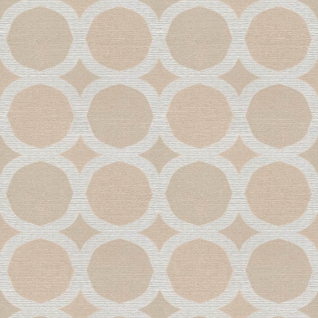 【イタリアンモダン】ダマスク･サークル柄のドレープカーテン【HS-8406】ベージュ