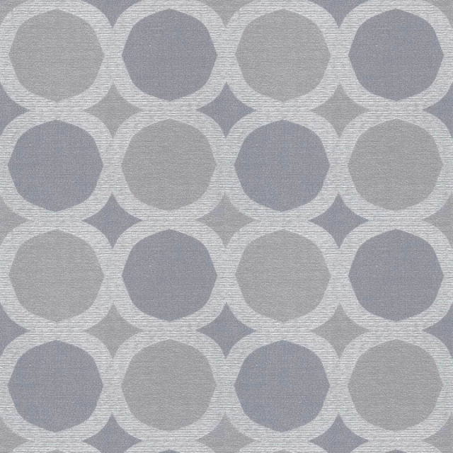 【イタリアンモダン】ダマスク･サークル柄のドレープカーテン【HS-8407】グレー