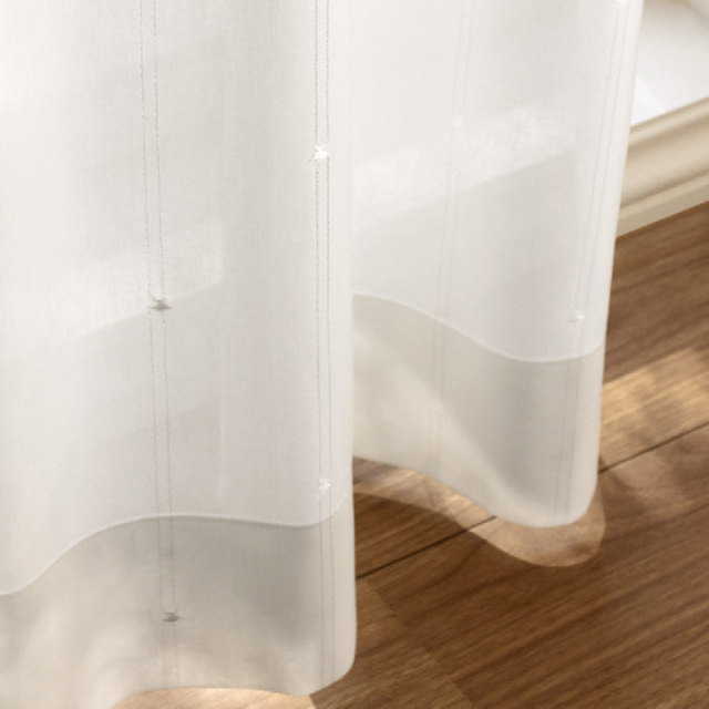 【北欧モダン】星降るデザインのレースカーテン【HS-8493】ホワイト