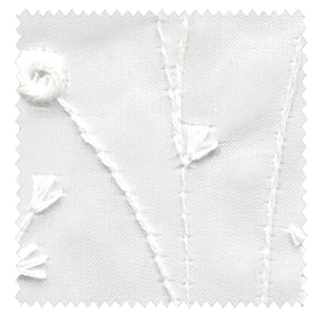 【フレンチシック】アールデコ調の小花刺繍のレースカーテン【HS-8514】ホワイト