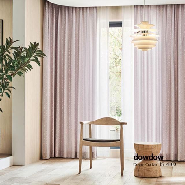 和モダン】枝垂れ梅とあられ縞のドレープカーテン【IS-4160】灰桜