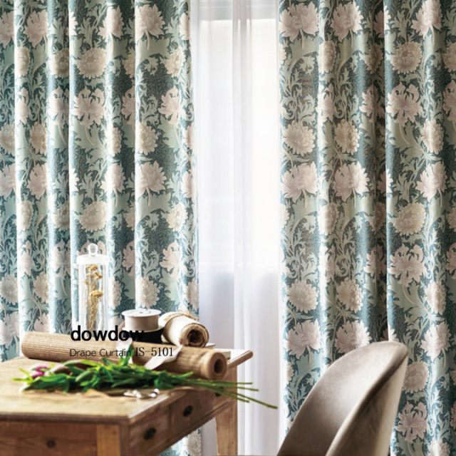 【ウィリアム モリス】クリサンセマムのドレープカーテン【IS-5101】グリーン