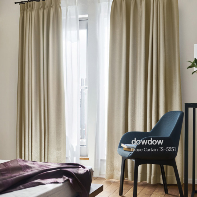 【ミッドセンチュリー】ジオメトリックの無地調の遮光カーテン【IS-5251】アンティークゴールド