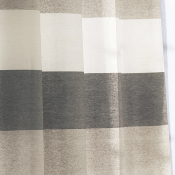 【ナチュラル ヴィンテージ】コットン混の幅広ボーダーのドレープカーテン【RC-2077】アイボリー＆ブラウン