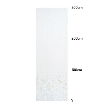 【フレンチシック】咲き誇る草花の刺繍レースカーテン【RZ-5012】ホワイト