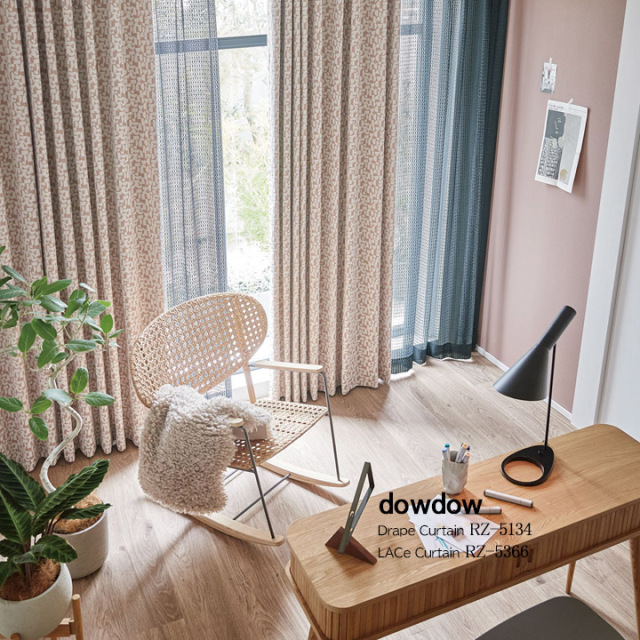 イタリアン モダン】プリミティヴな幾何学柄のドレープカーテン【RZ