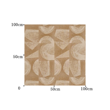 【ミッドセンチュリー】レトロでナチュラルな幾何学柄のカーテン【RZ-8067】オレンジベージュ