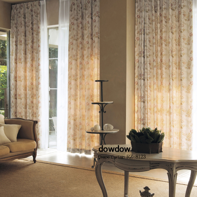 アンティークラシック】ボタンの花柄のジャガード織のドレープカーテン