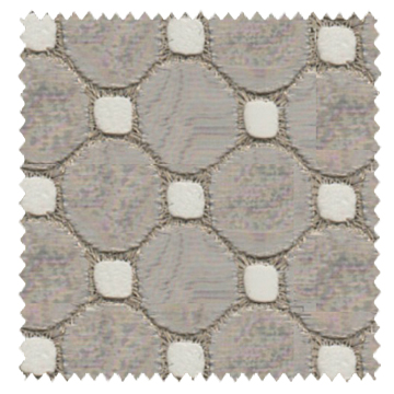 【イタリアン モダン】幾何学刺繍の超高級レースカーテン【RZ-8349】グレー＆アンティークゴールド
