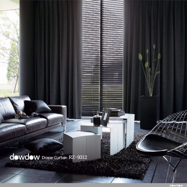 シンプルモダン】レザー(皮革)デザインの遮光1級カーテン【RZ-9312