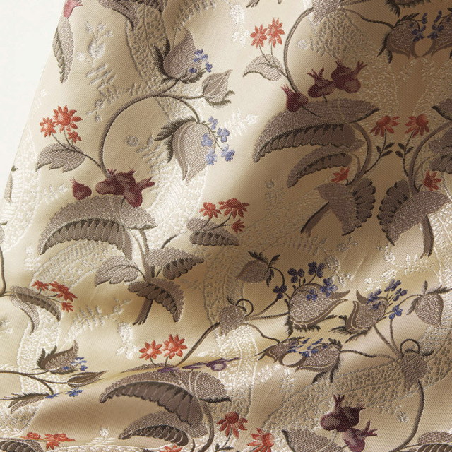 【アンティークラシック】シノワズリ調のクラシック柄のジャガード織のドレープカーテン【SC-1215】アイボリー