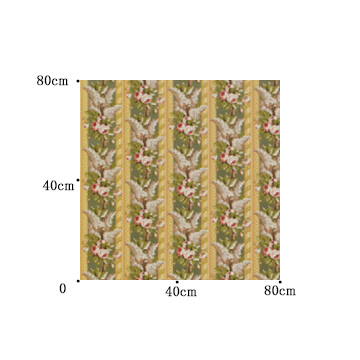 【アンティーククラシック】バラとリラの花柄のジャガード織のドレープカーテン【SC-1221】グリーン＆ゴールド