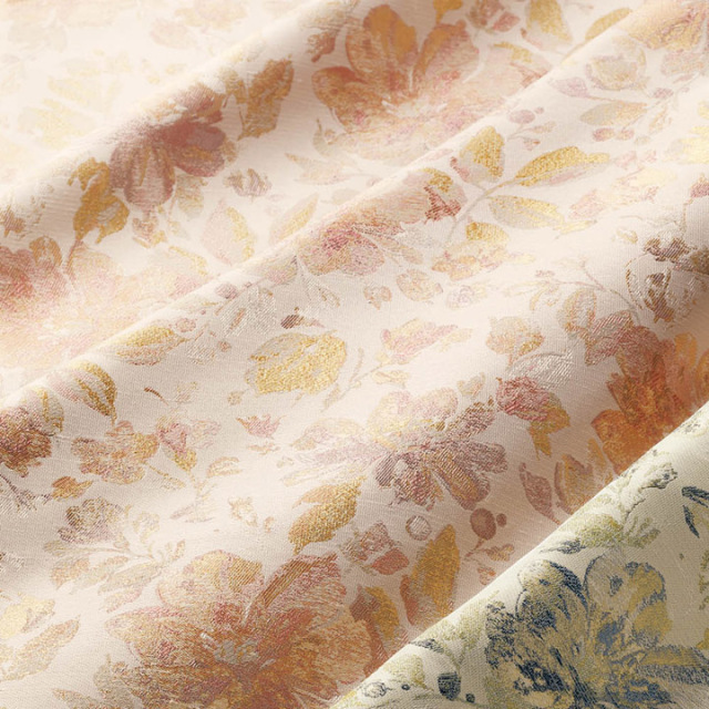 【フレンチシック】水彩の花柄のドレープカーテン【SC-1252】ピンク