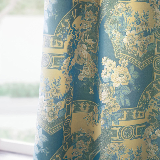 アンティークラシック】アラベスクの花柄のジャガード織のドレープ