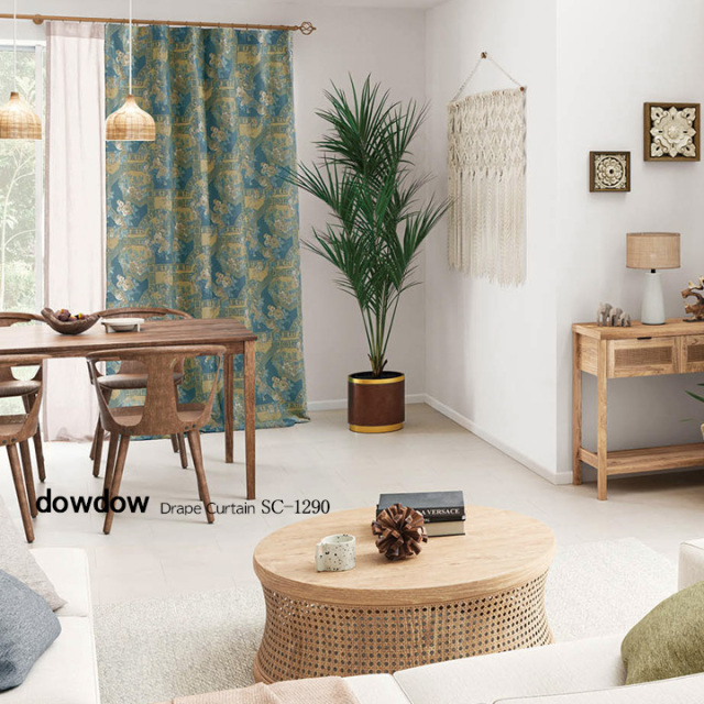 アンティークラシック】アラベスクの花柄のジャガード織のドレープ