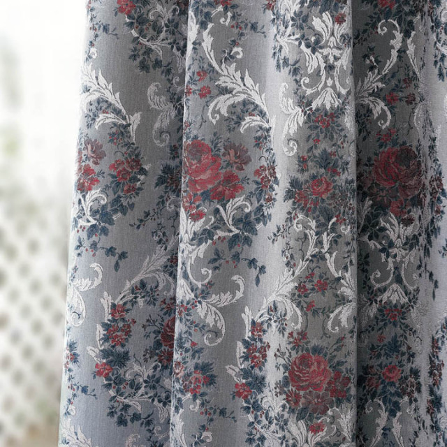 アンティークラシック】クラシック柄のジャガード織のドレープカーテン