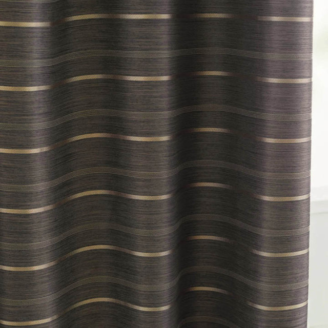 【イタリアンモダン】ブロンズボーダー柄の遮光カーテン【SC-1540】ダークブラウン