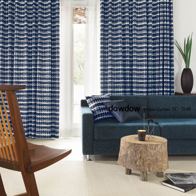 【和モダン】絞り染めデザインの遮光カーテン【SC-1548】濃藍色