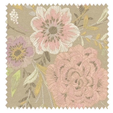 【フレンチシック】繊細な花柄刺繍プリントの遮光カーテン【SC-1579】ベージュ