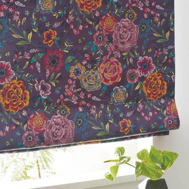 フレンチシック】タッキーな花柄刺繍プリントの遮光カーテン【SC-1580