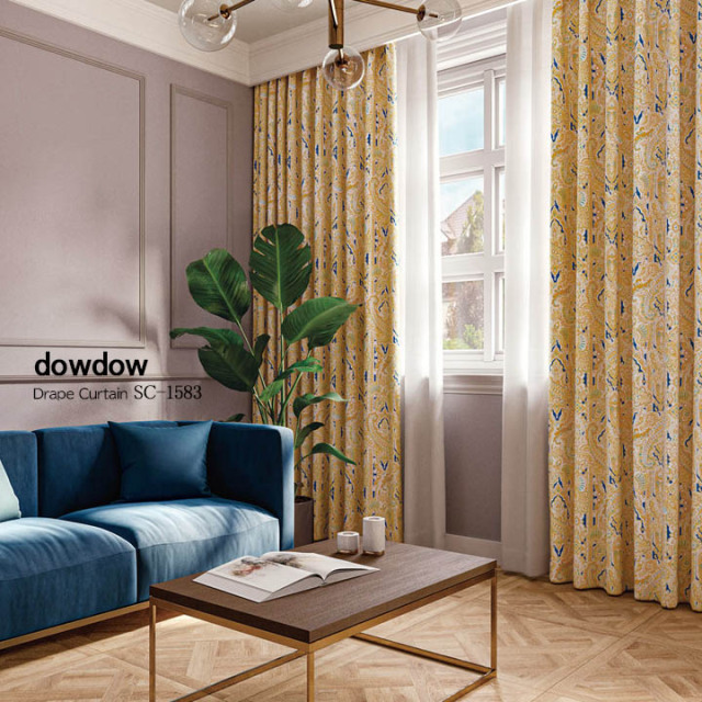 【イタリアンモダン】スカーフ・デザインの遮光カーテン【SC-1583】オレンジ